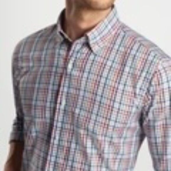 Peter Millar Mens Tailored Fit Brighton Cotton Sport Shirt - NAVY - Picture 2 of 9